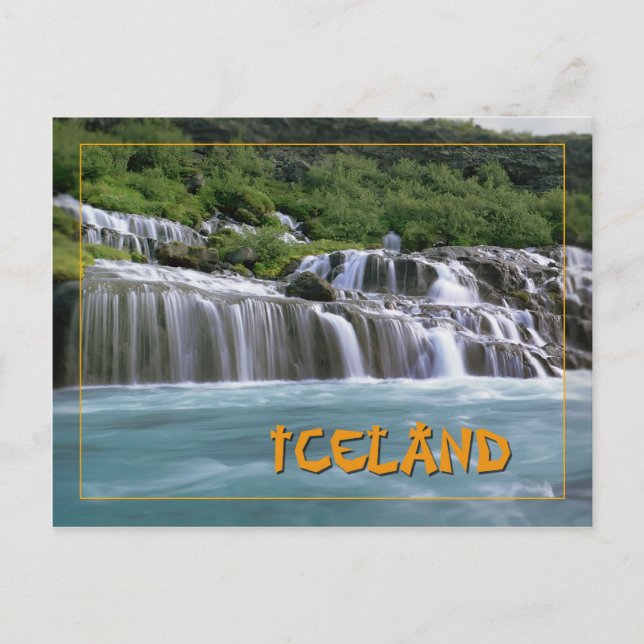 Hraunfossar Island Postkarte (Vorderseite)