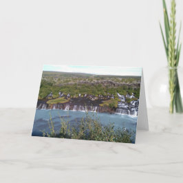 Hraunfossar Wasserfall in Island Grußkarte Karte