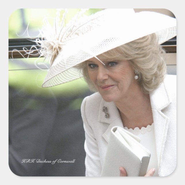 HRH Duchess of Cornwall Quadratischer Aufkleber (Vorderseite)