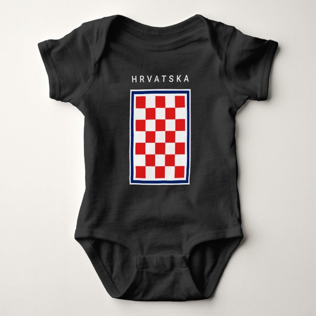 Hrvatska Checker Blue Border Baby Strampler (Vorderseite)