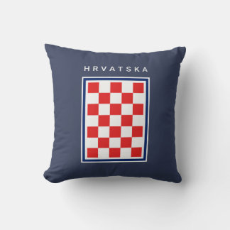 Hrvatska Checker Blue Border Kissen