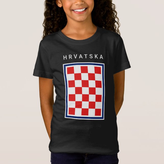Hrvatska Checker Blue Border T-Shirt (Vorderseite)