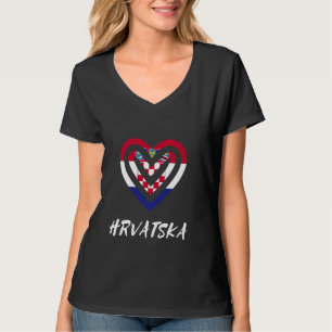 Hrvatska Croatia Flagge Herz Kroatische Stolze Roo T-Shirt