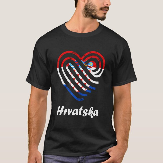 Hrvatska Kroatische Flagge Kroatien Herz Kroatisch T-Shirt (Vorderseite)
