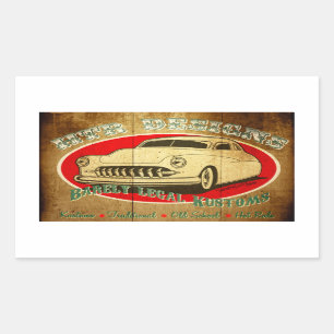 HTR Designs Barely Legal Kustoms Garage Rechteckiger Aufkleber