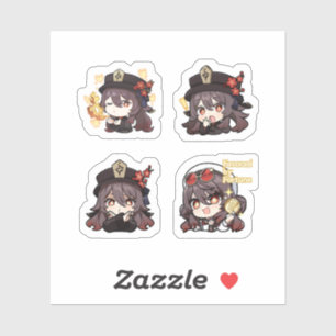 Hu Tao Genshin Impact 4er Stickerbogen Aufkleber