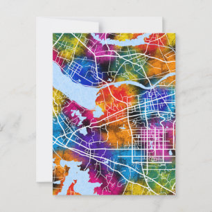 Huainan China Stadtplan Postkarte
