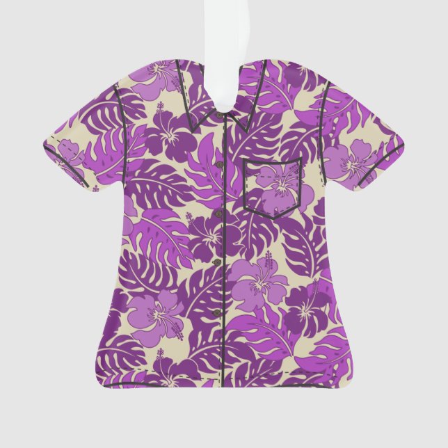 Huakini Bucht-hawaiischer Hibiskus-Vintages Aloha Ornament (Vorderseite)