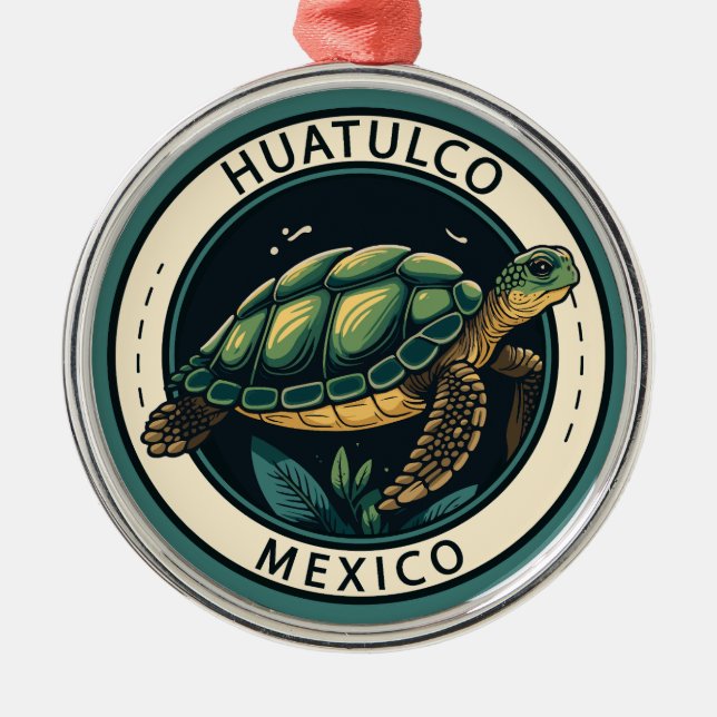 Huatulco Mexico Turtle Abzeichen Ornament Aus Metall (Vorne)