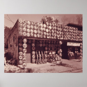 Hub Cap Centre in Houston, Texas Vintag Poster