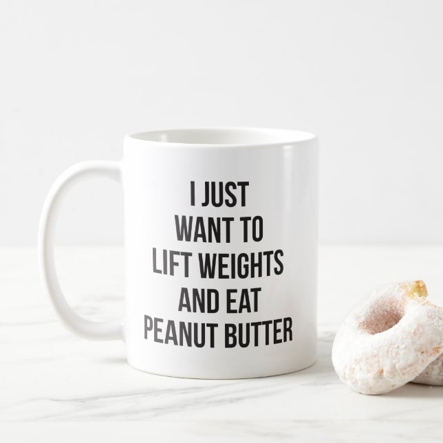Hub Weight und essen Erdnussbutter - Funny Workout Kaffeetasse (Mit Donut)