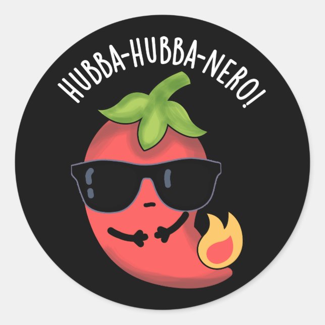 Hubba-hubba-nero Funny Habanero Pun Dark BG Runder Aufkleber (Vorderseite)