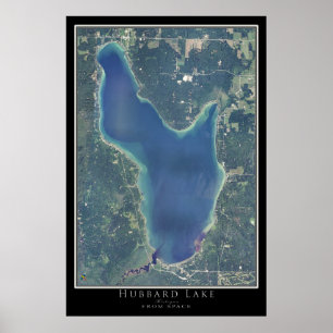 Hubbard Lake Michigan Satellite Poster Karte
