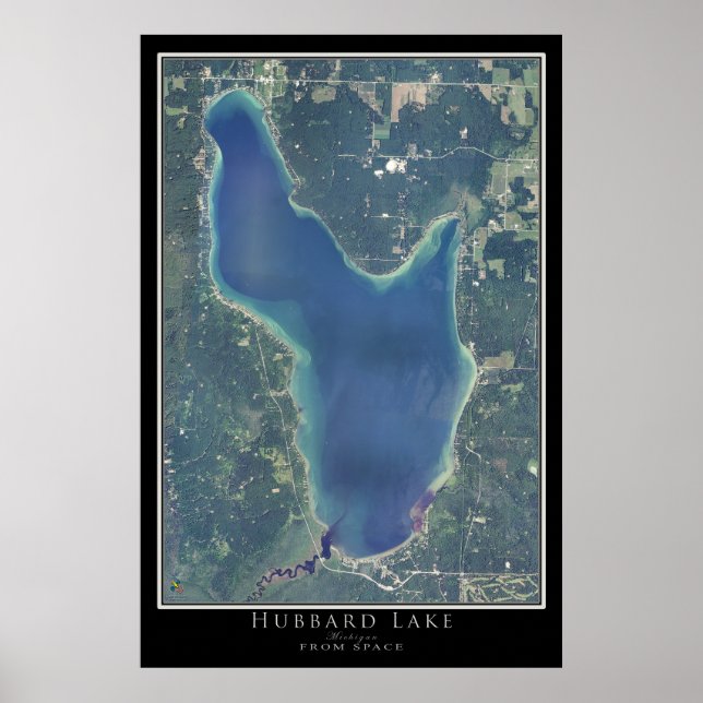 Hubbard Lake Michigan Satellite Poster Karte (Vorne)