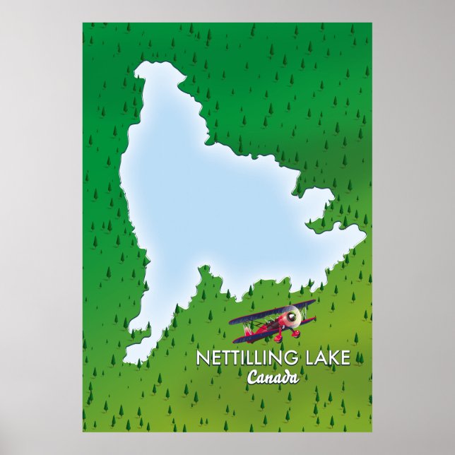 Hubbard Lake Northern Michigan Lake Map Poster (Vorne)
