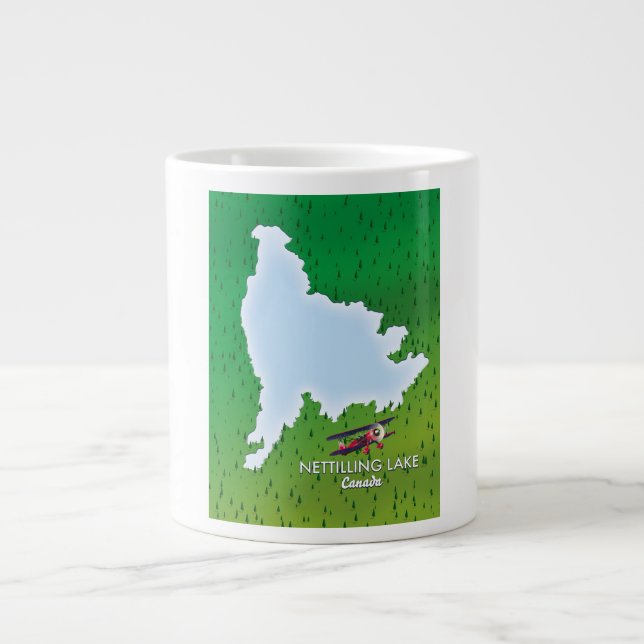 Hubbard See Nord-Michigan Seekarte Giant Coff Jumbo-Tasse (Vorderseite)