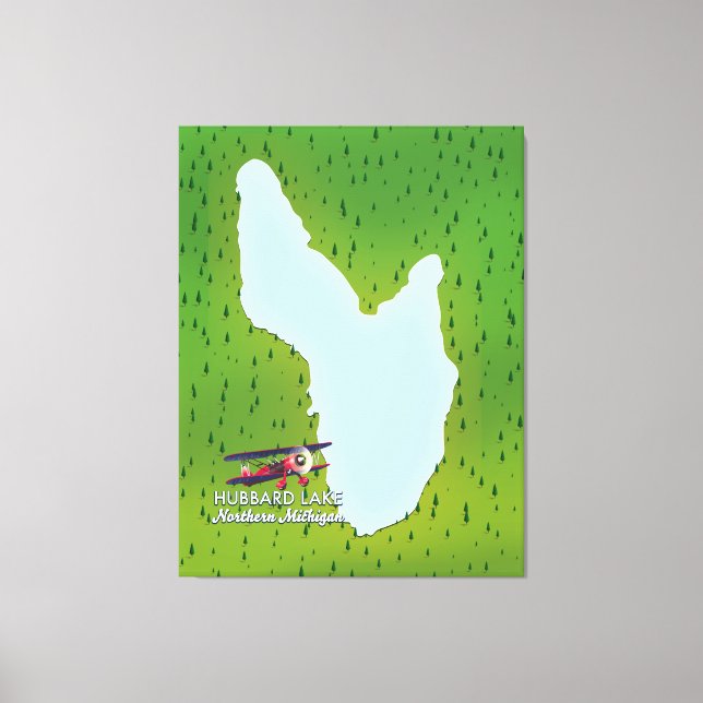 Hubbard See Nord-Michigan Seekarte Leinwanddruck (Vorderseite)
