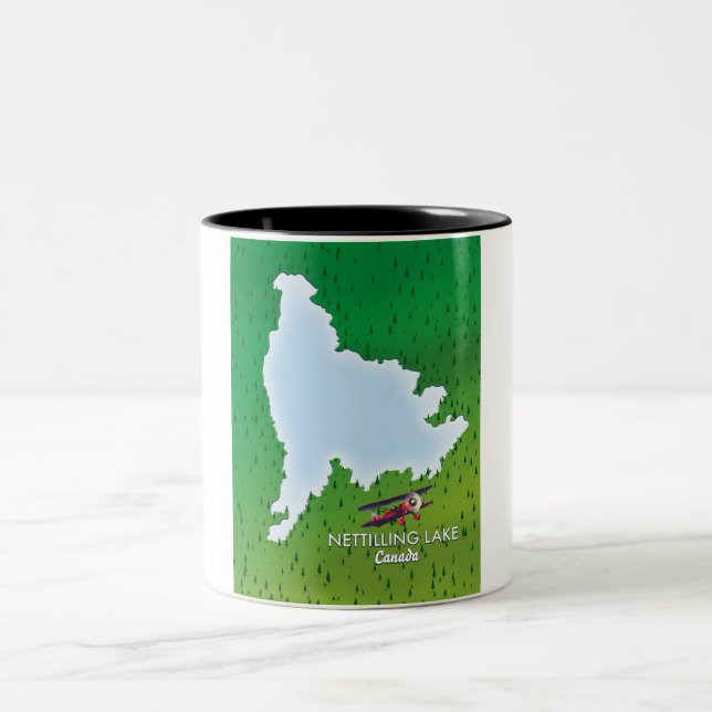 Hubbard-See Nord-Michigan-Seekarte Zwei-Tonen-C Zweifarbige Tasse (Mittel)