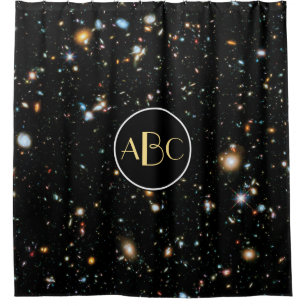 Hubble Ultra Deep Field mit individuellem Monogram Duschvorhang