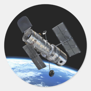 Hubble-Weltraumteleskop in der Erdumlaufbahn NASA- Runder Aufkleber