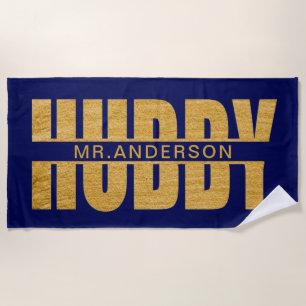 Hubby Blue and Gold frisch gezogenes Strandtuch