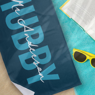 Hubby Blue Monogram Honeymoon Strandtuch