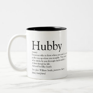 Hubby Definition Zitat Schwarz-Weiß-Moderne Zweifarbige Tasse