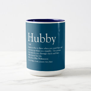 Hubby Definition Zitat Spaß Modernes Blau Zweifarbige Tasse
