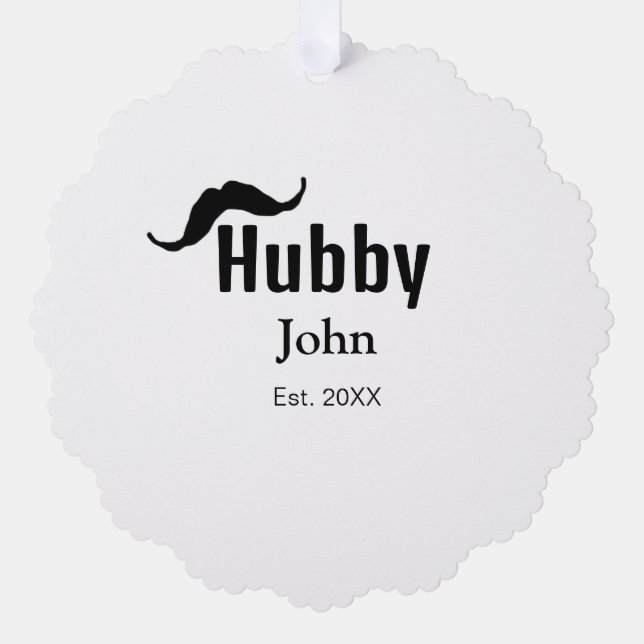 Hubby Ehemann Name Datum Jahr Schnurrbart einfach Ornament Karte (Vorderseite)