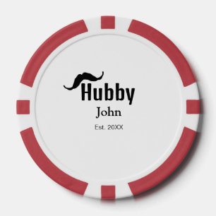 Hubby Ehemann Name Datum Jahr Schnurrbart einfach Pokerchips