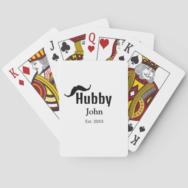 Hubby Ehemann Name Datum Jahr Schnurrbart einfach Spielkarten (Rückseite)