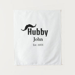 Hubby Ehemann Name Datum Jahr Schnurrbart einfach Wandteppich