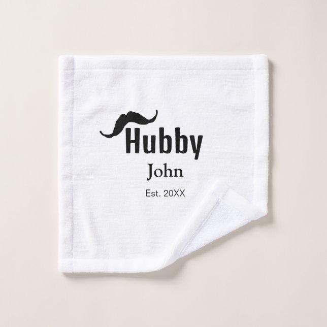 Hubby Ehemann Name Datum Jahr Schnurrbart einfach Waschlappen (Waschlappen)