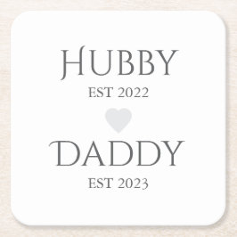 Hubby Est. XXXX, Daddy Est. XXXX - Tag des Vaters Rechteckiger Pappuntersetzer