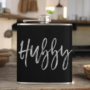 Hubby Flask mit der Typografie der Silberfolie Flachmann