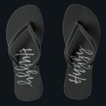 Hubby Flip Flops mit Silberfolientyppografie<br><div class="desc">Hubby Flip Flops mit Gold-Silbertypografie</div>