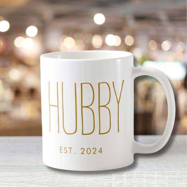 Hubby Gold Script Custom Wedding Anniversary Kaffeetasse (Von Creator hochgeladen)