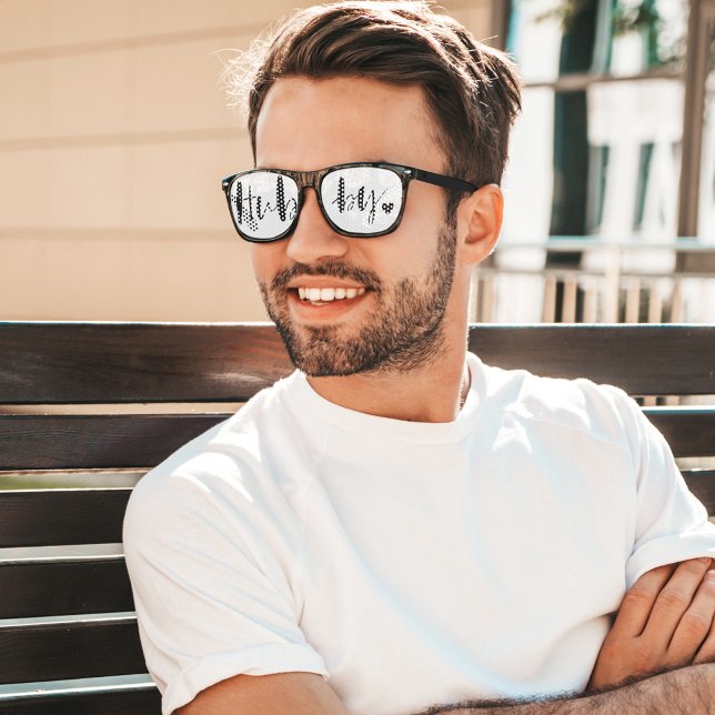 Hubby-Liebe | Stilvolle Black Brush Script & Heart Partybrille (Von Creator hochgeladen)