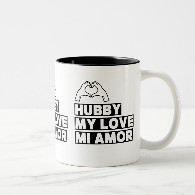 Hubby Modern Honeymoon White Script Black Zweifarbige Tasse (Rechts)