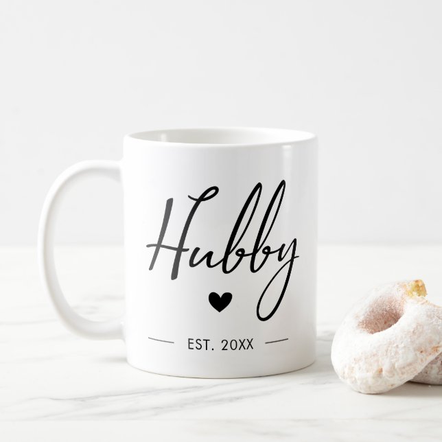 Hubby Modern Typografy Husband Mr. Wedding Seine Kaffeetasse (Mit Donut)