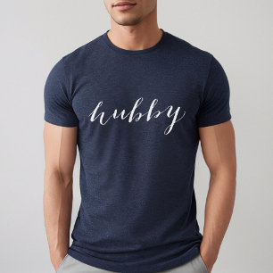 Hubby Modern White Script Navy Mens Tri-Blend Shirt
