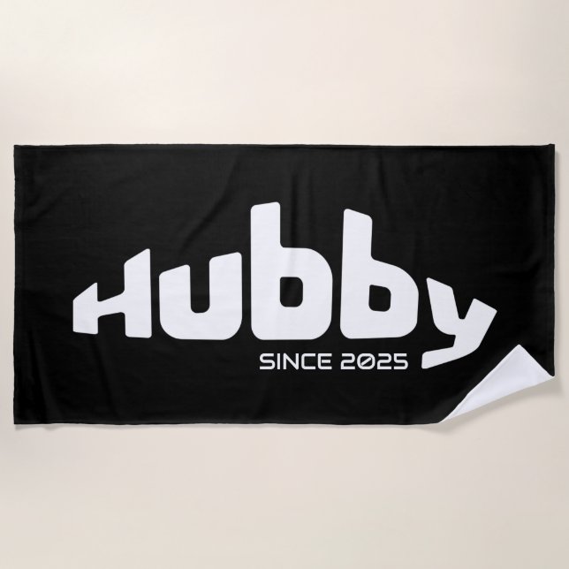 Hubby Newlywed Groom Black & White Strandtuch (Vorderseite)