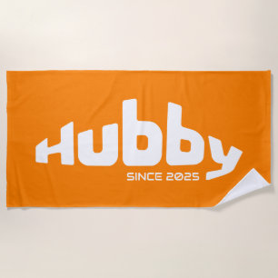 Hubby Newlywed Groom Orange & White Strandtuch