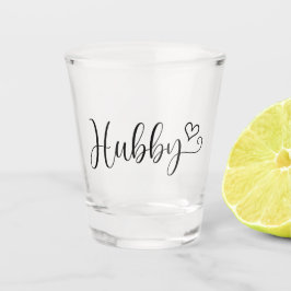 Hubby-Typografie mit Herz Schnapsglas