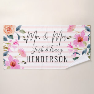 Hubby und Wifey Mr. and Mrs., Bride and Groom Badehandtuch