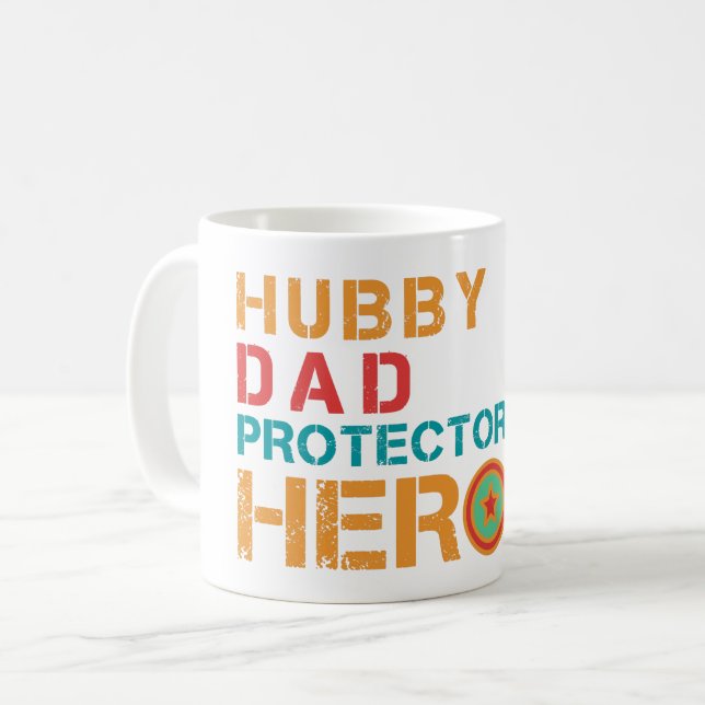 Hubby Vater Protector Hero Kaffeetasse (Vorderseite Links)