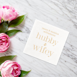 Hubby Wifey Mit Monogramm Wedding Servietten Mit Folie