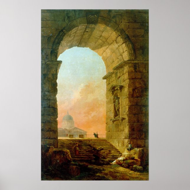 Hubert Robert Landscape mit einem Arch St. Peter's Poster (Vorne)
