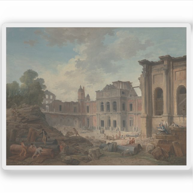 Hubert Robert: Zerstörung des Schlosses von Meudon Aufkleber (Vorderseite)