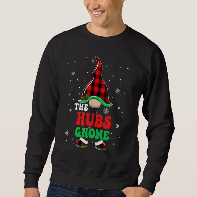 Hubs Gnome Buffalo Plaid Matching Family Christmas Sweatshirt (Vorderseite)